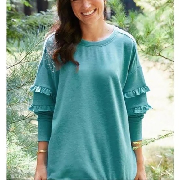 Matilda Jane Wonderment Our Song Sweatshirt 3/4 Sleeve Sz S Teal tunic dress - Picture 1 of 9